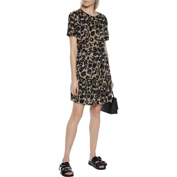 Current Elliott The Crystal Leopard Print Linen Jersey Mini Dress size 0 - Picture 1 of 11